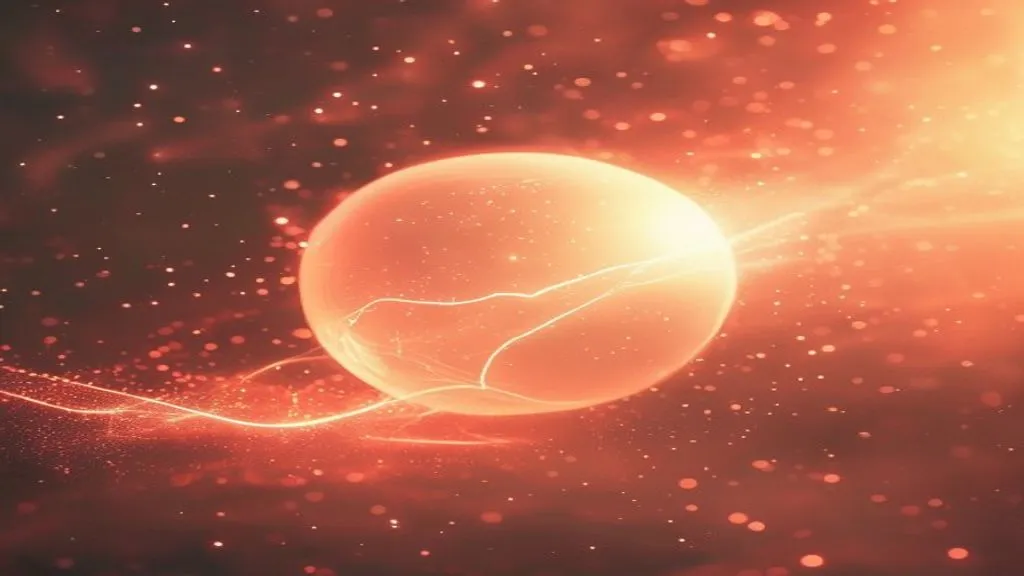 A luminous orb emitting a flowing waveform of warm light — a conversation in progress